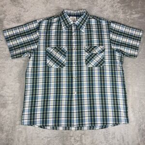 Vintage JCPenny Big Mac Plaid Shirt Short Sleeve Mens XL Permanent Press 70s